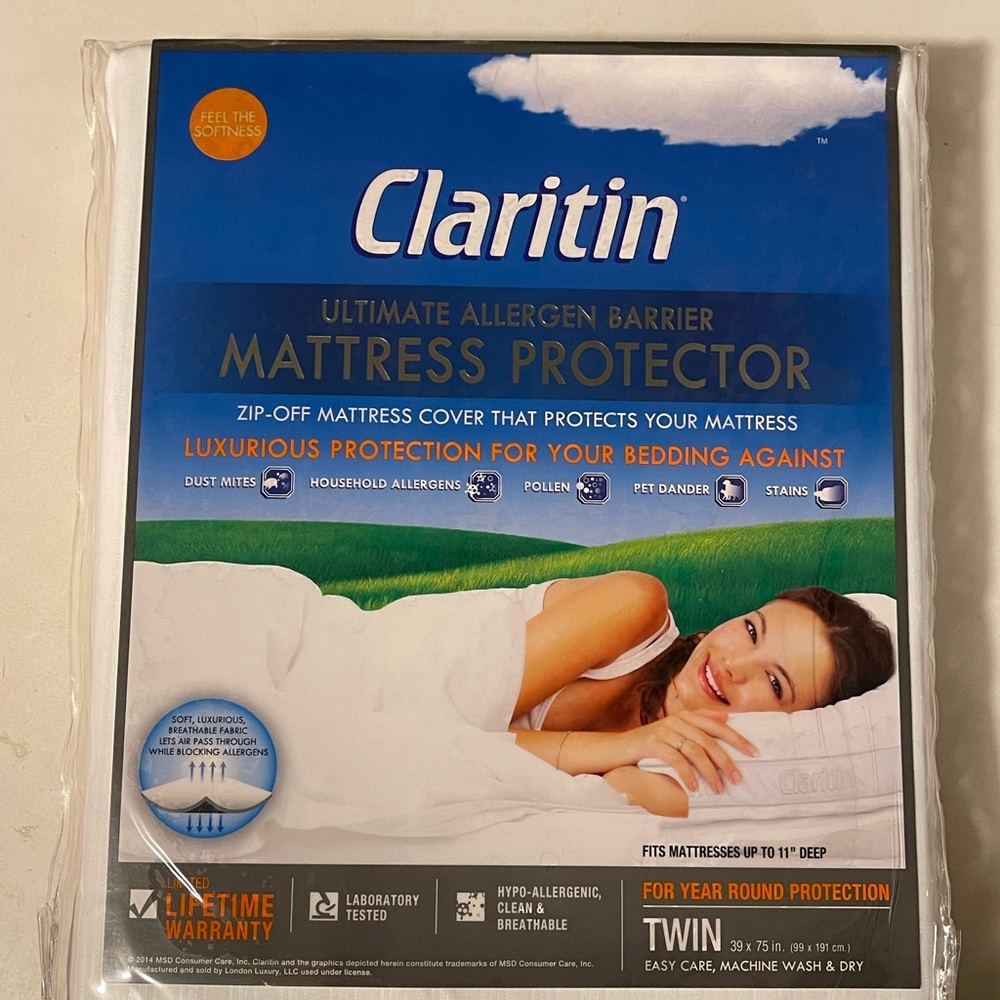 Claritin Ultimate Allergen Barrier Twin Size Mattress Protector